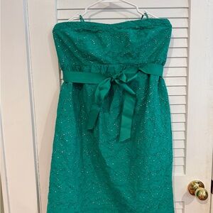 Motherhood Maternity Green Lace Strapless Dress w/Sash - Size M - Baby Shower